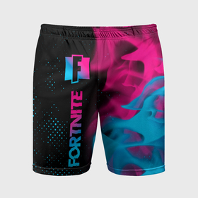 Мужские шорты спортивные с принтом Fortnite   neon gradient: по вертикали ,  |  | Тематика изображения на принте: 
