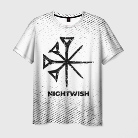 Мужская футболка 3D с принтом Nightwish с потертостями на светлом фоне в Кировске, 100% полиэфир | прямой крой, круглый вырез горловины, длина до линии бедер | 