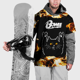 Накидка на куртку 3D с принтом David Bowie рок кот и огонь в Тюмени, 100% полиэстер |  | Тематика изображения на принте: 