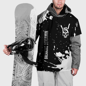 Накидка на куртку 3D с принтом Breaking Benjamin и рок символ на темном фоне в Кировске, 100% полиэстер |  | 