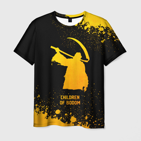 Мужская футболка 3D с принтом Children of Bodom   gold gradient в Тюмени, 100% полиэфир | прямой крой, круглый вырез горловины, длина до линии бедер | 