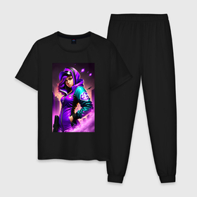 Мужская пижама хлопок с принтом Saints Row   fantasy character в Тюмени, 100% хлопок | брюки и футболка прямого кроя, без карманов, на брюках мягкая резинка на поясе и по низу штанин
 | Тематика изображения на принте: 