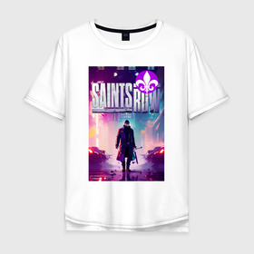 Мужская футболка хлопок Oversize с принтом Saints Row   shooter в Тюмени, 100% хлопок | свободный крой, круглый ворот, “спинка” длиннее передней части | Тематика изображения на принте: 