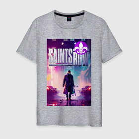 Мужская футболка хлопок с принтом Saints Row   shooter в Кировске, 100% хлопок | прямой крой, круглый вырез горловины, длина до линии бедер, слегка спущенное плечо. | 