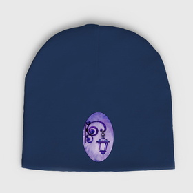 Мужская шапка демисезонная с принтом Фиолетовый уличный фонарь в рамке в Курске,  |  | Тематика изображения на принте: 