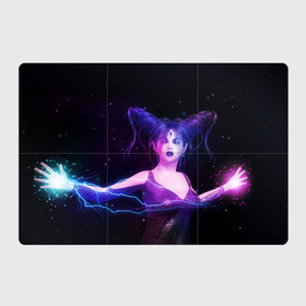 Магнитный плакат 3Х2 с принтом Ведьма с голубыми и розовыми молниями , Полимерный материал с магнитным слоем | 6 деталей размером 9*9 см | Тематика изображения на принте: 