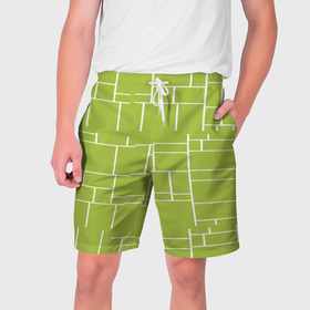 Мужские шорты 3D с принтом Цвет зеленый салатовый тренд в Тюмени,  полиэстер 100% | прямой крой, два кармана без застежек по бокам. Мягкая трикотажная резинка на поясе, внутри которой широкие завязки. Длина чуть выше колен | 