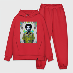Мужской костюм oversize хлопок с принтом Арт граффити Боб Марли в ямайской рубашке в Кировске,  |  | 