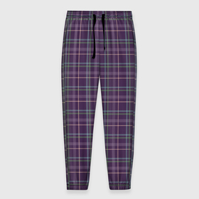 Мужские брюки 3D с принтом Джентльмены Шотландка темно фиолетовая в Белгороде, 100% полиэстер | манжеты по низу, эластичный пояс регулируется шнурком, по бокам два кармана без застежек, внутренняя часть кармана из мелкой сетки | 