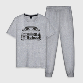 Мужская пижама хлопок с принтом BMW old school в Курске, 100% хлопок | брюки и футболка прямого кроя, без карманов, на брюках мягкая резинка на поясе и по низу штанин
 | 