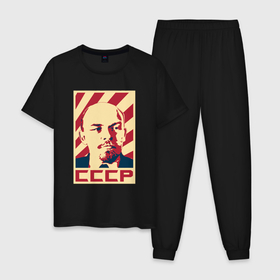 Мужская пижама хлопок с принтом Владимир Ленин СССР в Белгороде, 100% хлопок | брюки и футболка прямого кроя, без карманов, на брюках мягкая резинка на поясе и по низу штанин
 | 