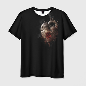 Мужская футболка 3D с принтом Каменное сердце: арт нейросети в Петрозаводске, 100% полиэфир | прямой крой, круглый вырез горловины, длина до линии бедер | Тематика изображения на принте: 