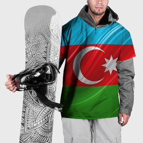 Накидка на куртку 3D с принтом Азербайджанский флаг в Кировске, 100% полиэстер |  | 