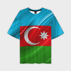 Мужская футболка oversize 3D с принтом Азербайджанский флаг в Екатеринбурге,  |  | Тематика изображения на принте: 