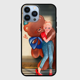 Чехол для iPhone 13 Pro Max с принтом Блондинка и большой медведь в Новосибирске,  |  | 