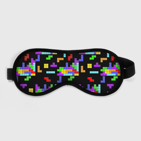 Маска для сна 3D с принтом Неоновый тетрис на темном фоне в городе Новоалтайск, внешний слой — 100% полиэфир, внутренний слой — 100% хлопок, между ними — поролон |  | 