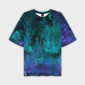 Мужская футболка oversize 3D с принтом Абстракция: неоновые огни подводного мира ,  |  | 