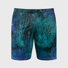 Мужские шорты спортивные с принтом Абстракция: неоновые огни подводного мира ,  |  | 