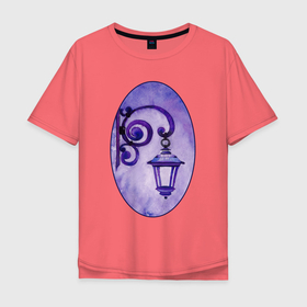 Мужская футболка хлопок Oversize с принтом Фиолетовый фонарь в рамке в Кировске, 100% хлопок | свободный крой, круглый ворот, “спинка” длиннее передней части | 