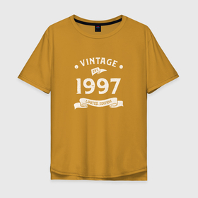 Мужская футболка хлопок Oversize с принтом Винтаж 1997, ограниченный выпуск в Курске, 100% хлопок | свободный крой, круглый ворот, “спинка” длиннее передней части | Тематика изображения на принте: 