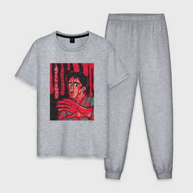 Мужская пижама хлопок с принтом Испуганный Эш   Evil Dead 2 в Кировске, 100% хлопок | брюки и футболка прямого кроя, без карманов, на брюках мягкая резинка на поясе и по низу штанин
 | 