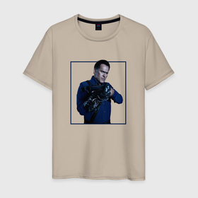 Мужская футболка хлопок с принтом Ashley J Williams   Зловещие мертвецы в Санкт-Петербурге, 100% хлопок | прямой крой, круглый вырез горловины, длина до линии бедер, слегка спущенное плечо. | 
