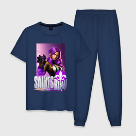 Мужская пижама хлопок с принтом Saints Row   shooter   fantasy character в Тюмени, 100% хлопок | брюки и футболка прямого кроя, без карманов, на брюках мягкая резинка на поясе и по низу штанин
 | Тематика изображения на принте: 