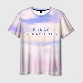 Мужская футболка 3D с принтом Bungo Stray Dogs sky clouds в Курске, 100% полиэфир | прямой крой, круглый вырез горловины, длина до линии бедер | 