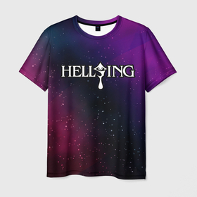 Мужская футболка 3D с принтом Hellsing gradient space в Курске, 100% полиэфир | прямой крой, круглый вырез горловины, длина до линии бедер | Тематика изображения на принте: 