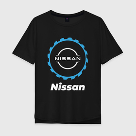 Мужская футболка хлопок Oversize с принтом Nissan в стиле Top Gear в Белгороде, 100% хлопок | свободный крой, круглый ворот, “спинка” длиннее передней части | 