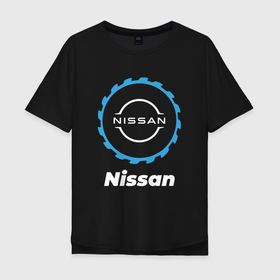 Мужская футболка хлопок Oversize с принтом Nissan в стиле Top Gear в Петрозаводске, 100% хлопок | свободный крой, круглый ворот, “спинка” длиннее передней части | 