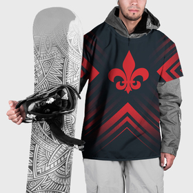 Накидка на куртку 3D с принтом Красный символ Saints Row на темном фоне со стрелками в Санкт-Петербурге, 100% полиэстер |  | Тематика изображения на принте: 