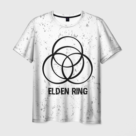 Мужская футболка 3D с принтом Elden Ring glitch на светлом фоне в Екатеринбурге, 100% полиэфир | прямой крой, круглый вырез горловины, длина до линии бедер | 