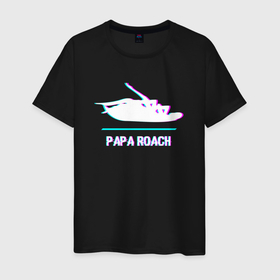 Мужская футболка хлопок с принтом Papa Roach glitch rock в Новосибирске, 100% хлопок | прямой крой, круглый вырез горловины, длина до линии бедер, слегка спущенное плечо. | 