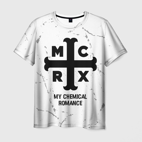 Мужская футболка 3D с принтом My Chemical Romance glitch на светлом фоне в Рязани, 100% полиэфир | прямой крой, круглый вырез горловины, длина до линии бедер | 