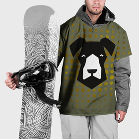 Накидка на куртку 3D с принтом Сторожевой черный пёс в Тюмени, 100% полиэстер |  | 