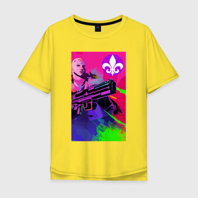 Мужская футболка хлопок Oversize с принтом Saints Row   shooter   sketch в Тюмени, 100% хлопок | свободный крой, круглый ворот, “спинка” длиннее передней части | Тематика изображения на принте: 