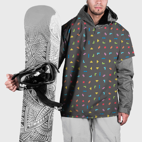 Накидка на куртку 3D с принтом Блоки Тетрис на сером фоне в Курске, 100% полиэстер |  | 