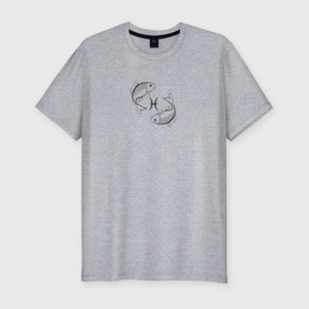 Мужская футболка хлопок Slim с принтом Знак зодиака рыбы в Петрозаводске, 92% хлопок, 8% лайкра | приталенный силуэт, круглый вырез ворота, длина до линии бедра, короткий рукав | 