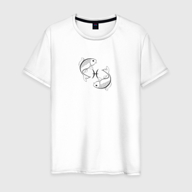 Мужская футболка хлопок с принтом Знак зодиака рыбы в Кировске, 100% хлопок | прямой крой, круглый вырез горловины, длина до линии бедер, слегка спущенное плечо. | Тематика изображения на принте: 