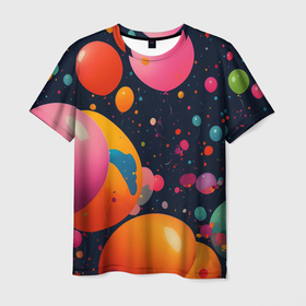 Мужская футболка 3D с принтом Море шаров в Петрозаводске, 100% полиэфир | прямой крой, круглый вырез горловины, длина до линии бедер | Тематика изображения на принте: 