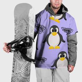 Накидка на куртку 3D с принтом Пингвин и веточка , 100% полиэстер |  | 