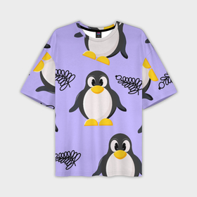 Мужская футболка oversize 3D с принтом Пингвин и веточка в Петрозаводске,  |  | 