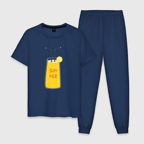 Мужская пижама хлопок с принтом Прохладный лимонад в Кировске, 100% хлопок | брюки и футболка прямого кроя, без карманов, на брюках мягкая резинка на поясе и по низу штанин
 | Тематика изображения на принте: 