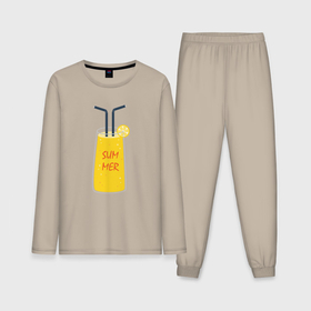Мужская пижама с лонгсливом хлопок с принтом Прохладный лимонад в Кировске,  |  | Тематика изображения на принте: 