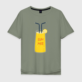Мужская футболка хлопок Oversize с принтом Прохладный лимонад , 100% хлопок | свободный крой, круглый ворот, “спинка” длиннее передней части | Тематика изображения на принте: 