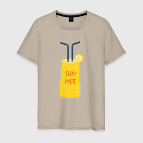 Мужская футболка хлопок с принтом Прохладный лимонад в Кировске, 100% хлопок | прямой крой, круглый вырез горловины, длина до линии бедер, слегка спущенное плечо. | Тематика изображения на принте: 