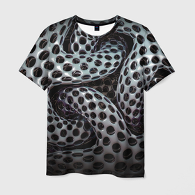 Мужская футболка 3D с принтом Металлический спрут , 100% полиэфир | прямой крой, круглый вырез горловины, длина до линии бедер | 
