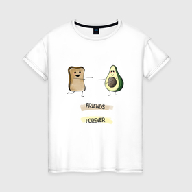 Женская футболка хлопок с принтом Friends forever в Санкт-Петербурге, 100% хлопок | прямой крой, круглый вырез горловины, длина до линии бедер, слегка спущенное плечо | 