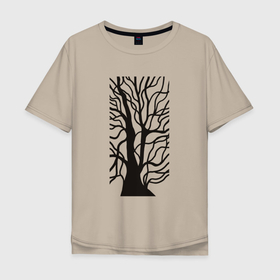 Мужская футболка хлопок Oversize с принтом Ветки дерева в Петрозаводске, 100% хлопок | свободный крой, круглый ворот, “спинка” длиннее передней части | 